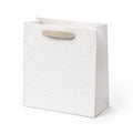 Sacchetto regalo 26 x 12 x 32 cm in carta bianca con manici in nastro a cuori stile romantico