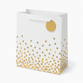 Borsa regalo 26 x 12 x 32 cm in carta bianca e oro con manici in corda stile festivo
