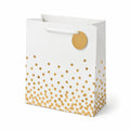 Borsa regalo 26 x 12 x 32 cm in carta bianca e oro con manici in corda stile festivo