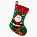 Calza natalizia 45 x 28 cm in feltro verde e rosso - decorazione da appendere con Babbo Natale