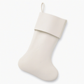 Calza decorativa 45 cm in tessuto beige con risvolto e passante da appendere