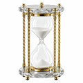 Clessidra decorativa 30 cm in vetro trasparente e metallo dorato