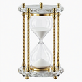 Clessidra decorativa 30 cm in vetro trasparente e metallo dorato