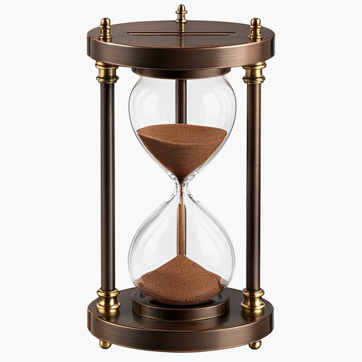 Clessidra decorativa da tavolo 30 cm in vetro e metallo bronzo stile classico