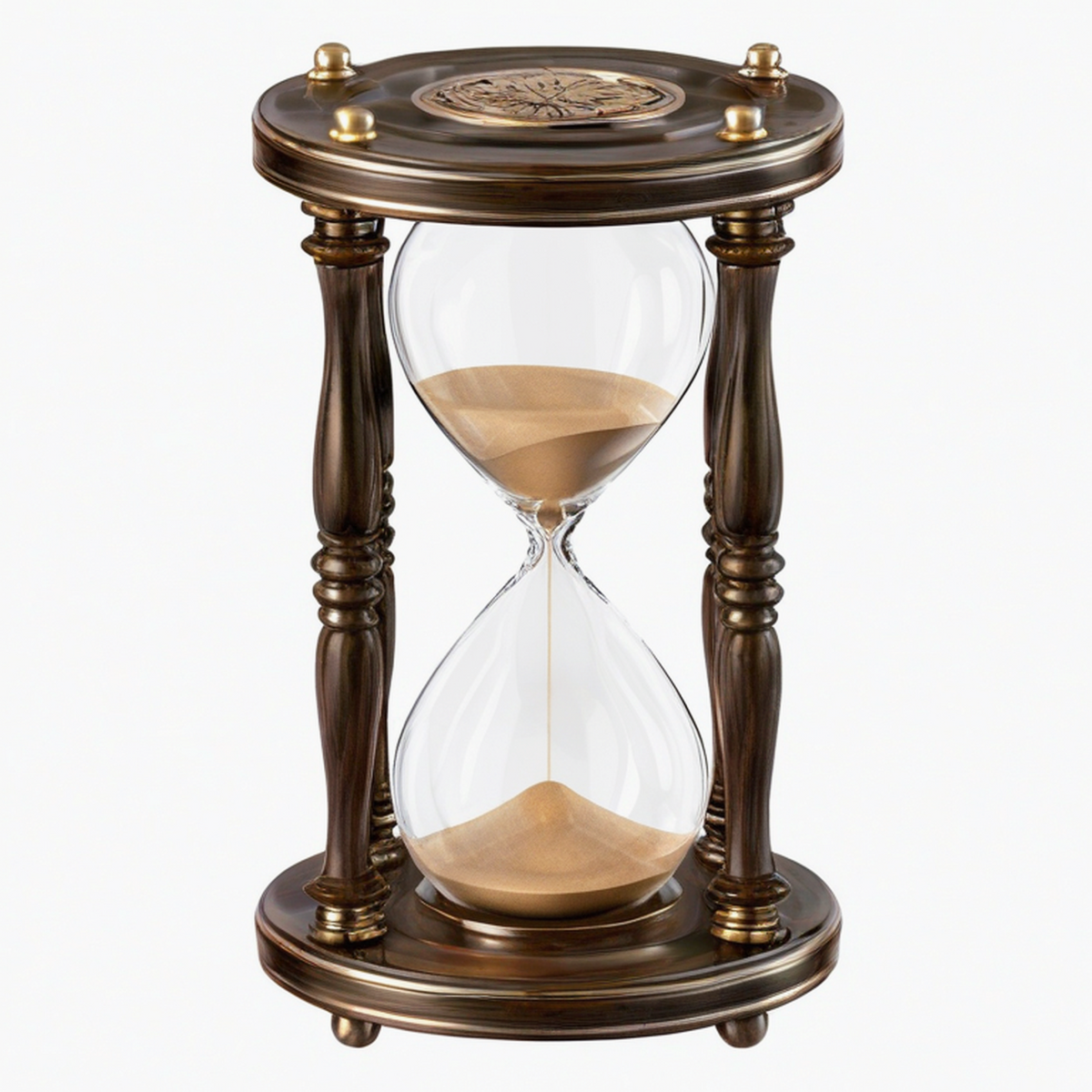 Clessidra decorativa 20 x 20 x 40 cm in vetro e legno marrone dorato stile classico
