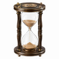 Clessidra decorativa 20 x 20 x 40 cm in vetro e legno marrone dorato stile classico