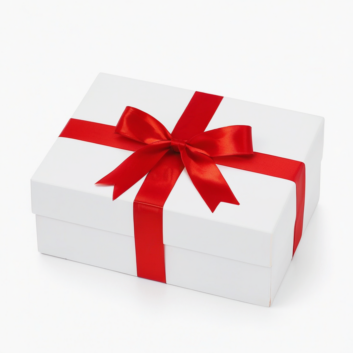 Scatola regalo 30 x 20 x 10 cm in cartone bianco con nastro rosso - confezione decorativa