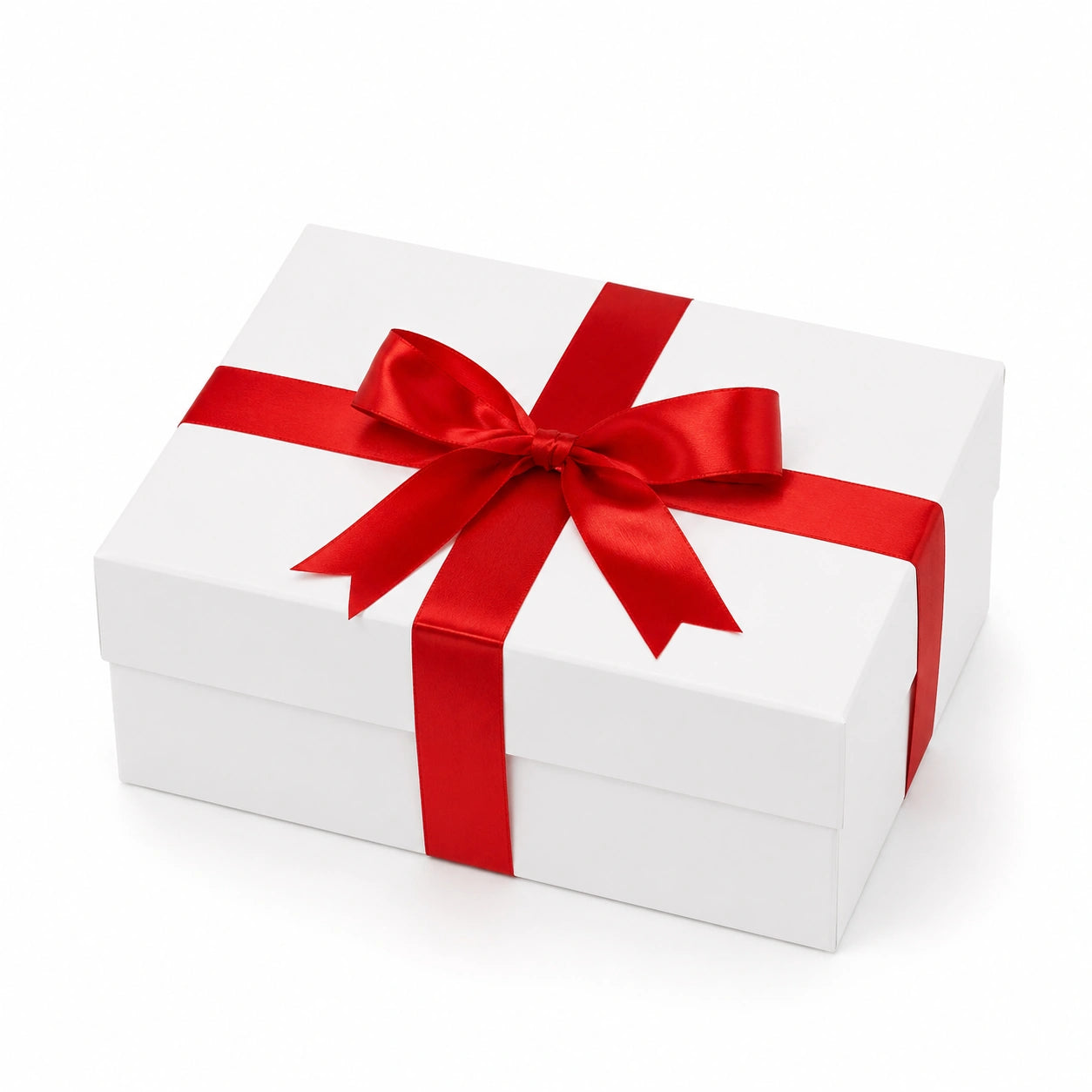 Scatola regalo 30 x 20 x 10 cm in cartone bianco con nastro rosso - confezione decorativa