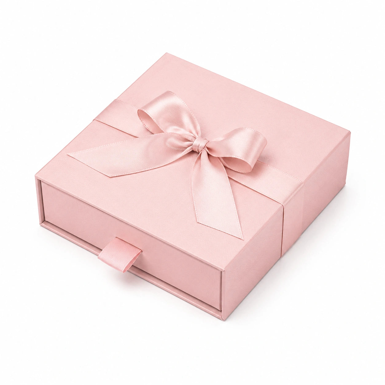 Scatola regalo 25 x 20 x 8 cm in cartone rosa con nastro in raso - confezione a cassetto