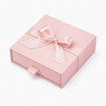 Scatola regalo 25 x 20 x 8 cm in cartone rosa con nastro in raso - confezione a cassetto