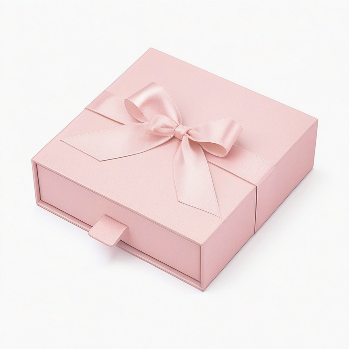 Scatola regalo 25 x 20 x 8 cm in cartone rosa con nastro in raso - confezione a cassetto