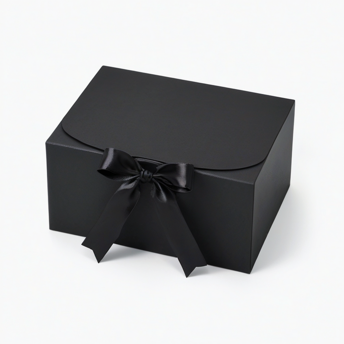 Scatola regalo 25 x 20 x 10 cm in cartone nero con fiocco decorativo
