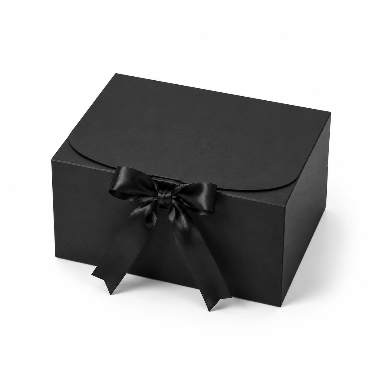 Scatola regalo 25 x 20 x 10 cm in cartone nero con fiocco decorativo