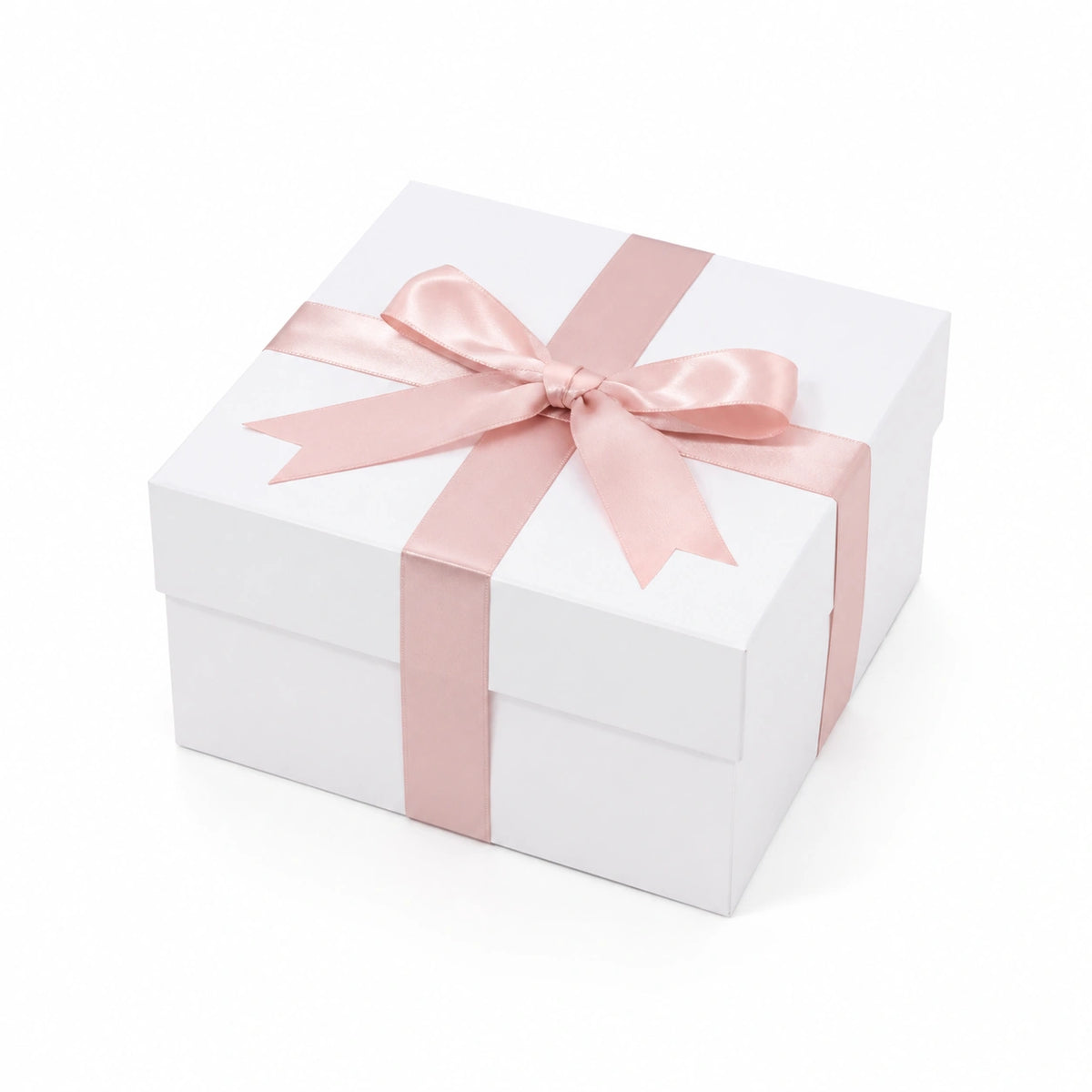 Scatola regalo 25 x 25 x 12 cm in cartone bianco e rosa con nastro decorativo - stile elegante