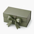 Scatola regalo 25 x 18 x 10 cm in cartone verde salvia con nastro satinato - contenitore rettangolare con coperchio